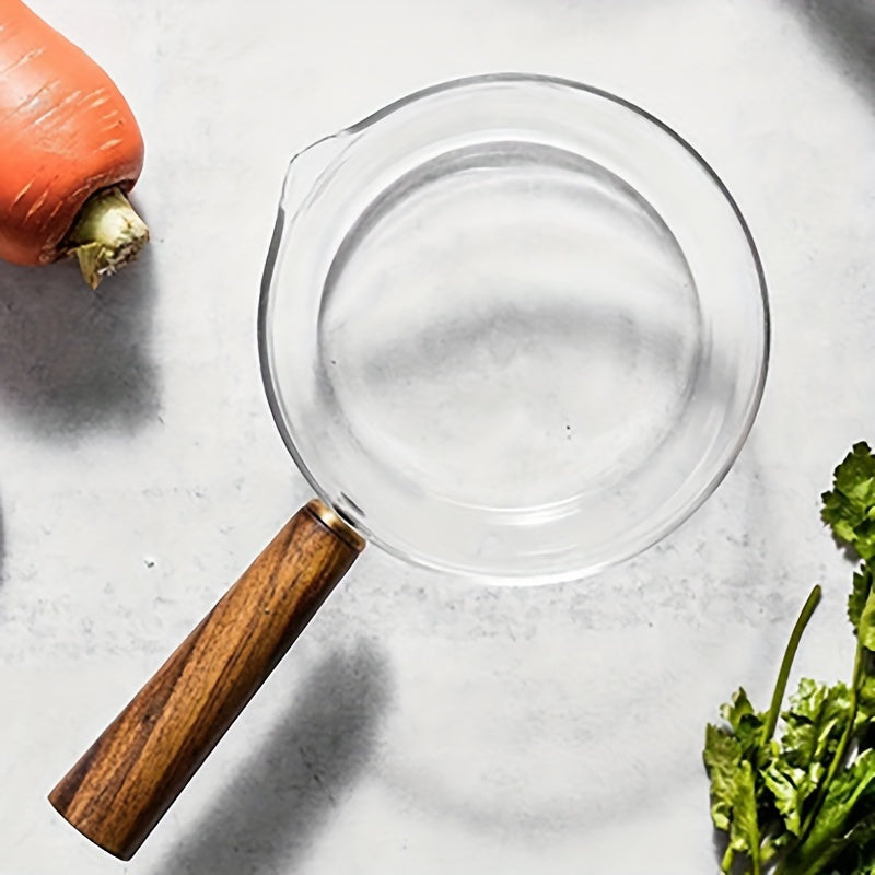 Glass Cooking Pot with Handle 13.5oz 20oz Non-Stick Borosilicate for Gas Stove