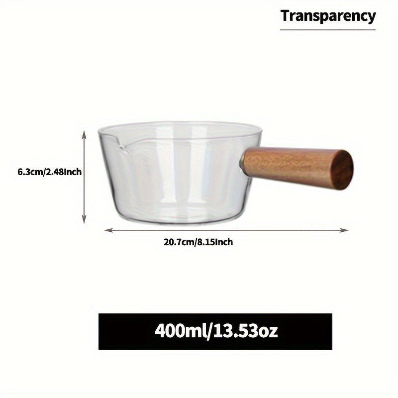 Glass Cooking Pot with Handle 13.5oz 20oz Non-Stick Borosilicate for Gas Stove
