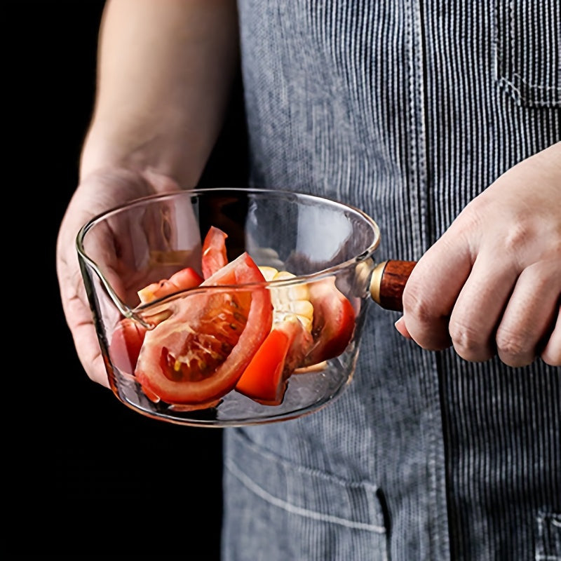 Glass Cooking Pot with Handle 13.5oz 20oz Non-Stick Borosilicate for Gas Stove