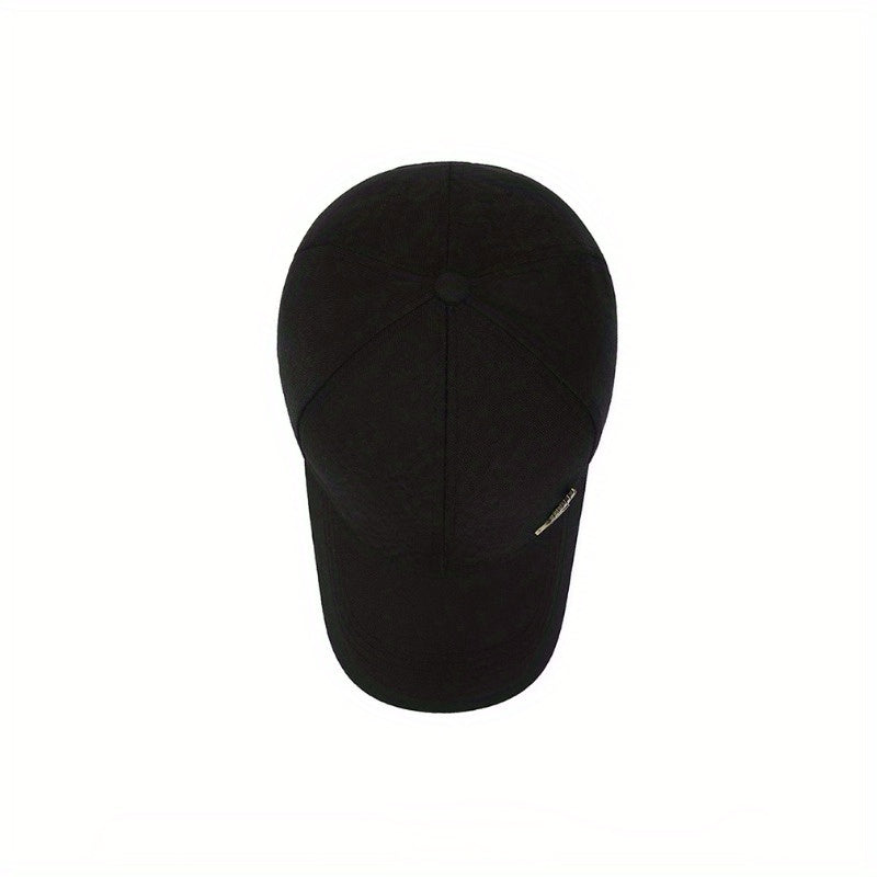 Qora baseball shapka, bug'doy logotipi bilan, polyester, yoz 2024 kolleksiyasi