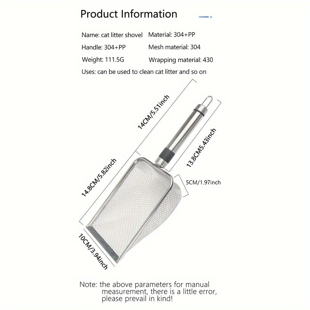 Stainless Steel Cat Litter Scoop with Fine Mesh Non-Stick Surface Easy to Clean