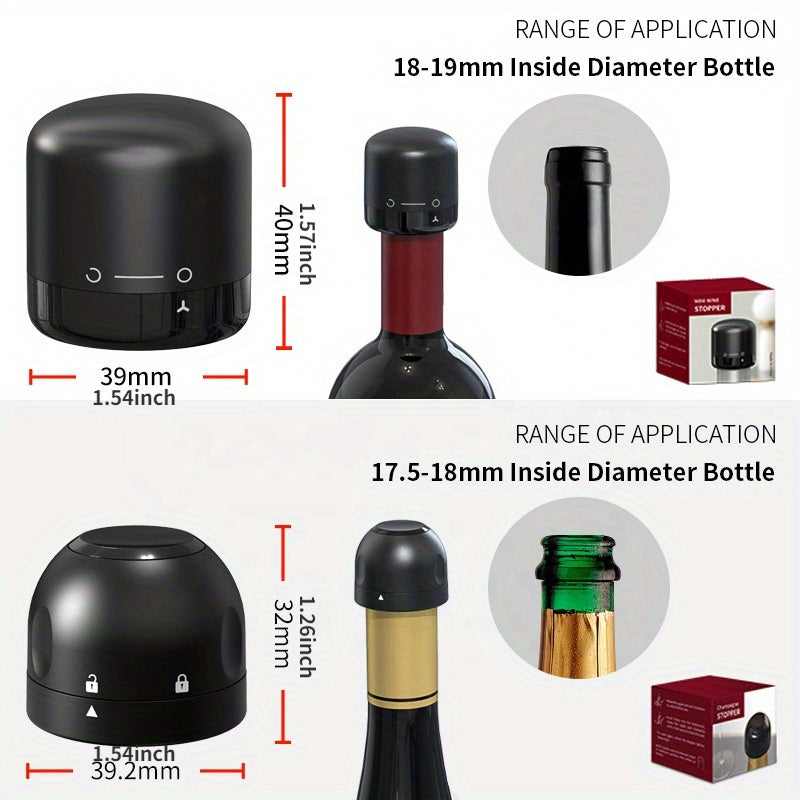 Silicone Wine Bottle Stopper Vacuum Sealed Leak-Proof Universal Fit