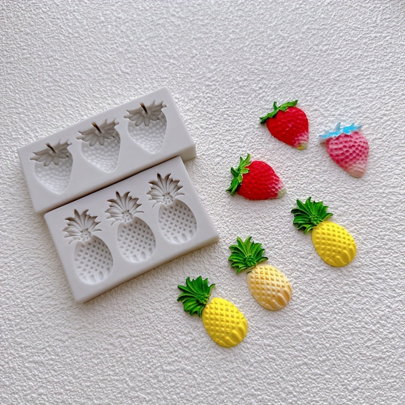 Silicone Fondant Mold for Cake Decorating and Candy Making - Strawberry Pineapple 3D Design