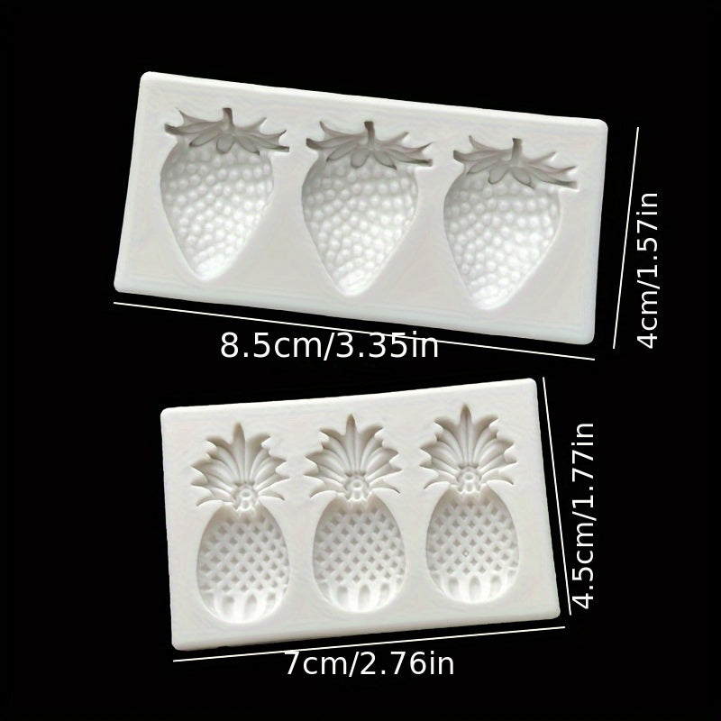 Silicone Fondant Mold for Cake Decorating and Candy Making - Strawberry Pineapple 3D Design