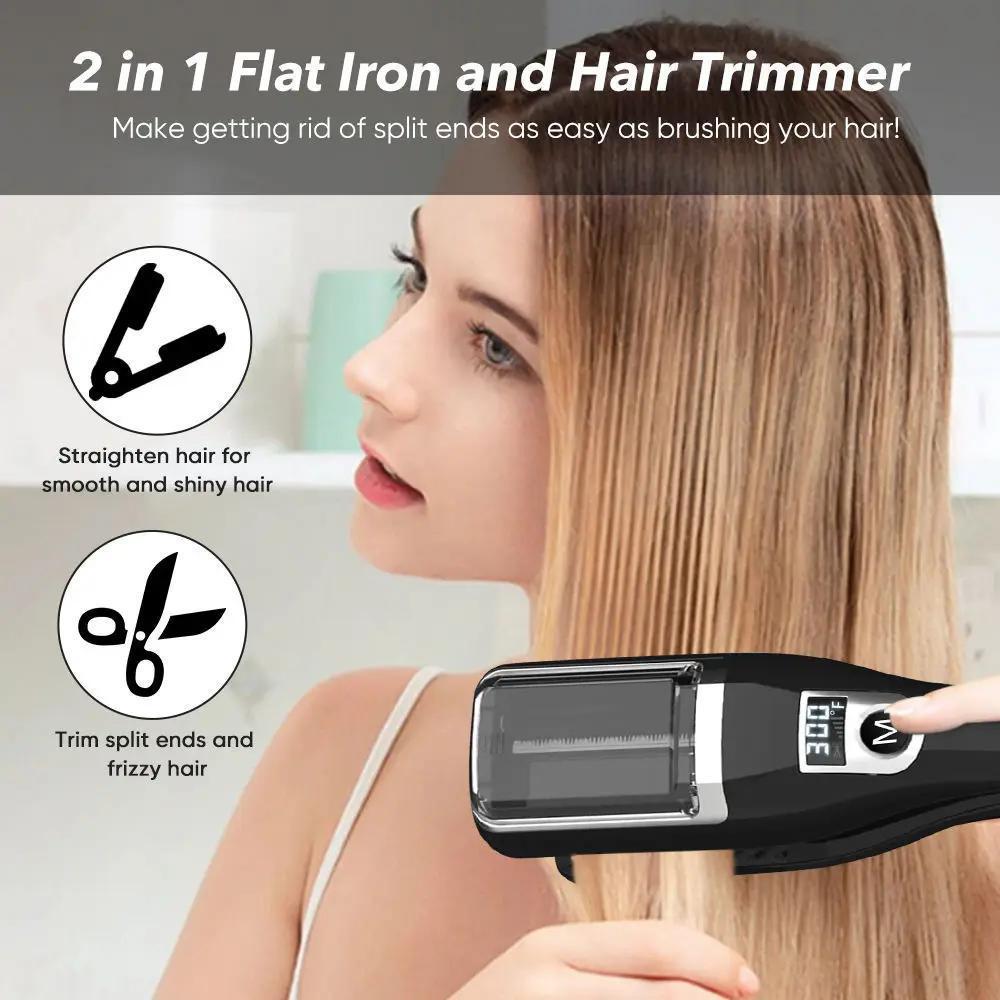 2-in-1 Hair Cutting Machine & Clipper with Straightener Damaged Hair Care