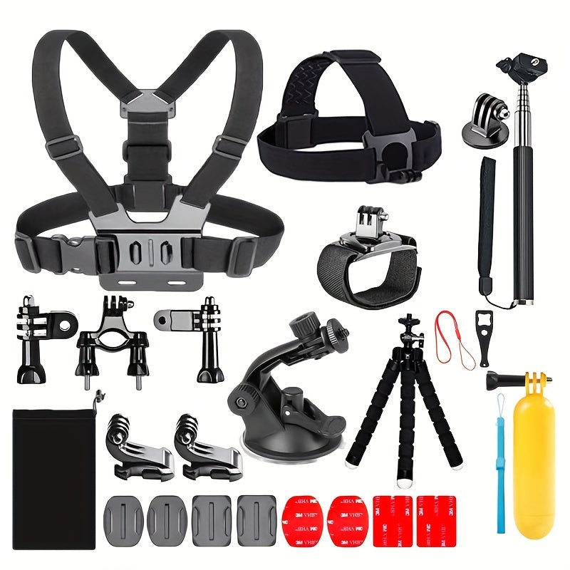 Kit de accesorios para cámara de acción 20 en 1: soportes, brackets, correas, baterías, cable de carga