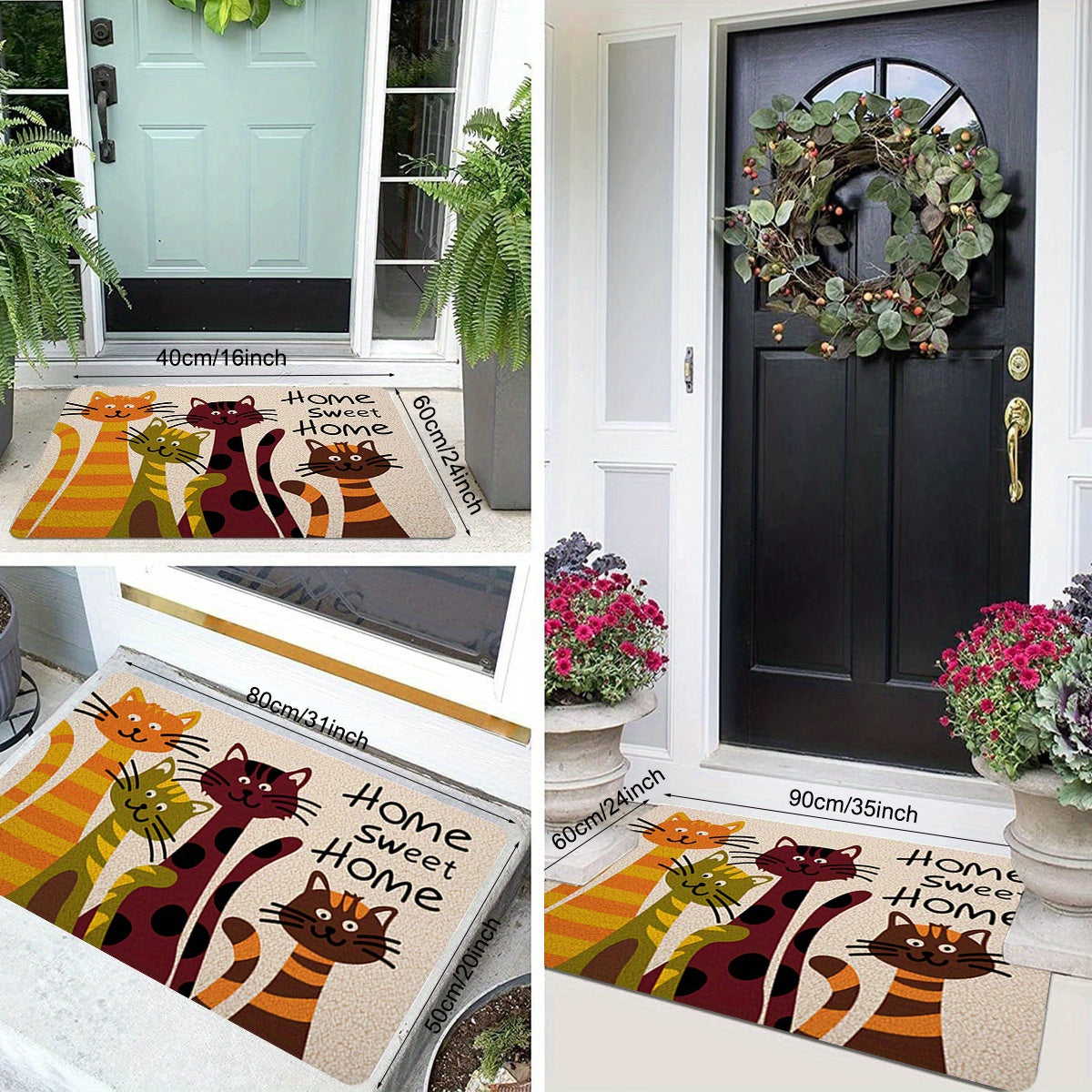 Rang-barang Mushuk Alfavit Kirish gilamchalari, sirg‘almas, dog‘-taʼsir qilmaydigan, ichki va tashqi foydalanish uchun mat