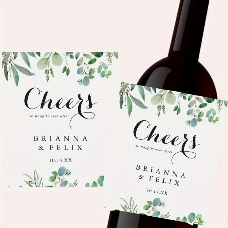 Personalized Paper Square Labels for Weddings and Parties Custom Name and Date Stickers Pack of XX