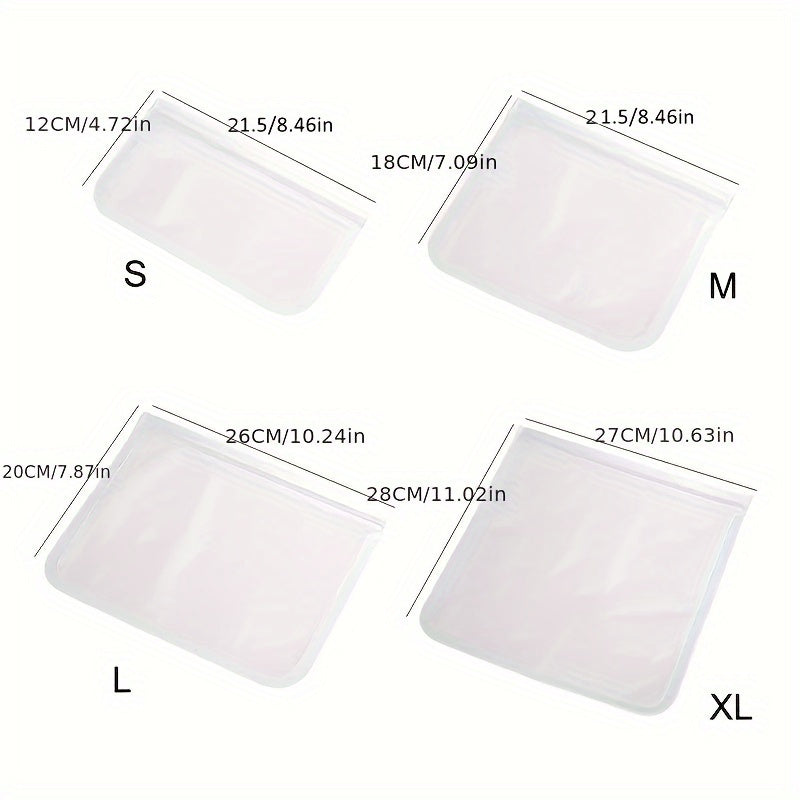 Ikki marta ishlatiladigan silikon oziq-ovqat saqlash sumkasi, oqib ketmaydigan va BPAsiz. Bu ziplock paketlar meva, sabzavot, sendvich va go'shtlarni saqlash uchun ideal. Ular sizning muzlatgichingiz va oshxonangizni tartibga solishda mukammal.