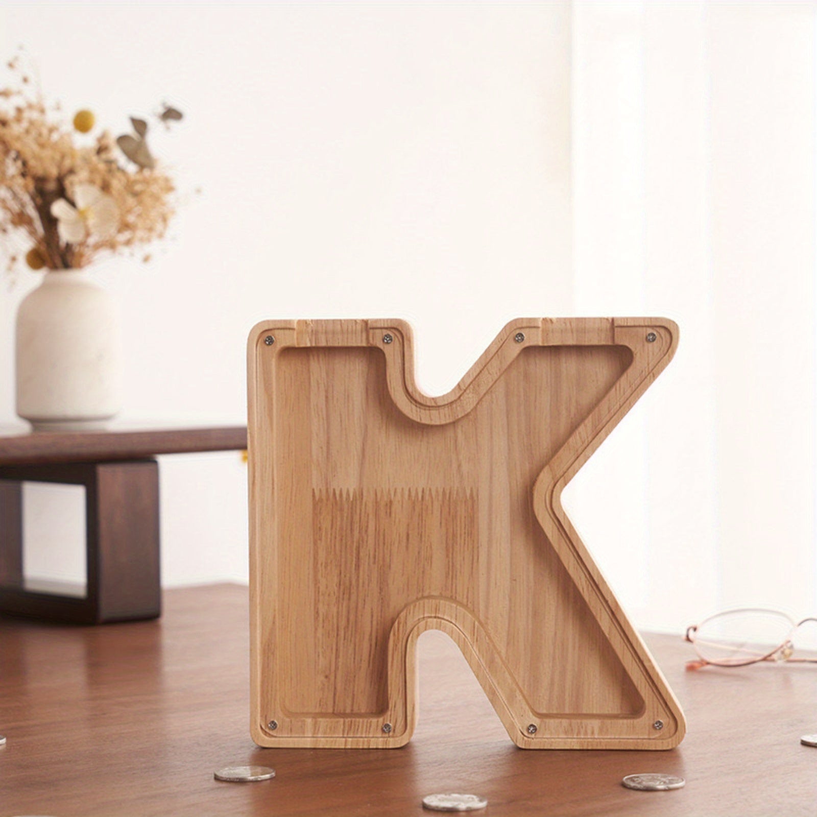 Personalized Wooden Alphabet Letters Set with 26 A-Z Transparent Blocks for Gifts and Home Decor