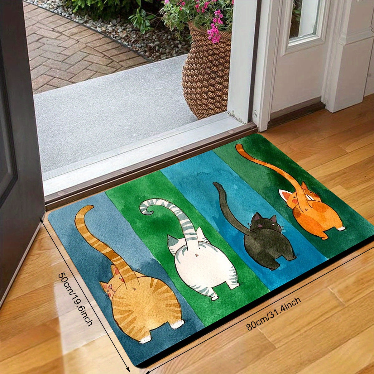 Cute Cat Butt Door Mat Non-Slip Dirt Resistant Indoor Outdoor Entrance Rug