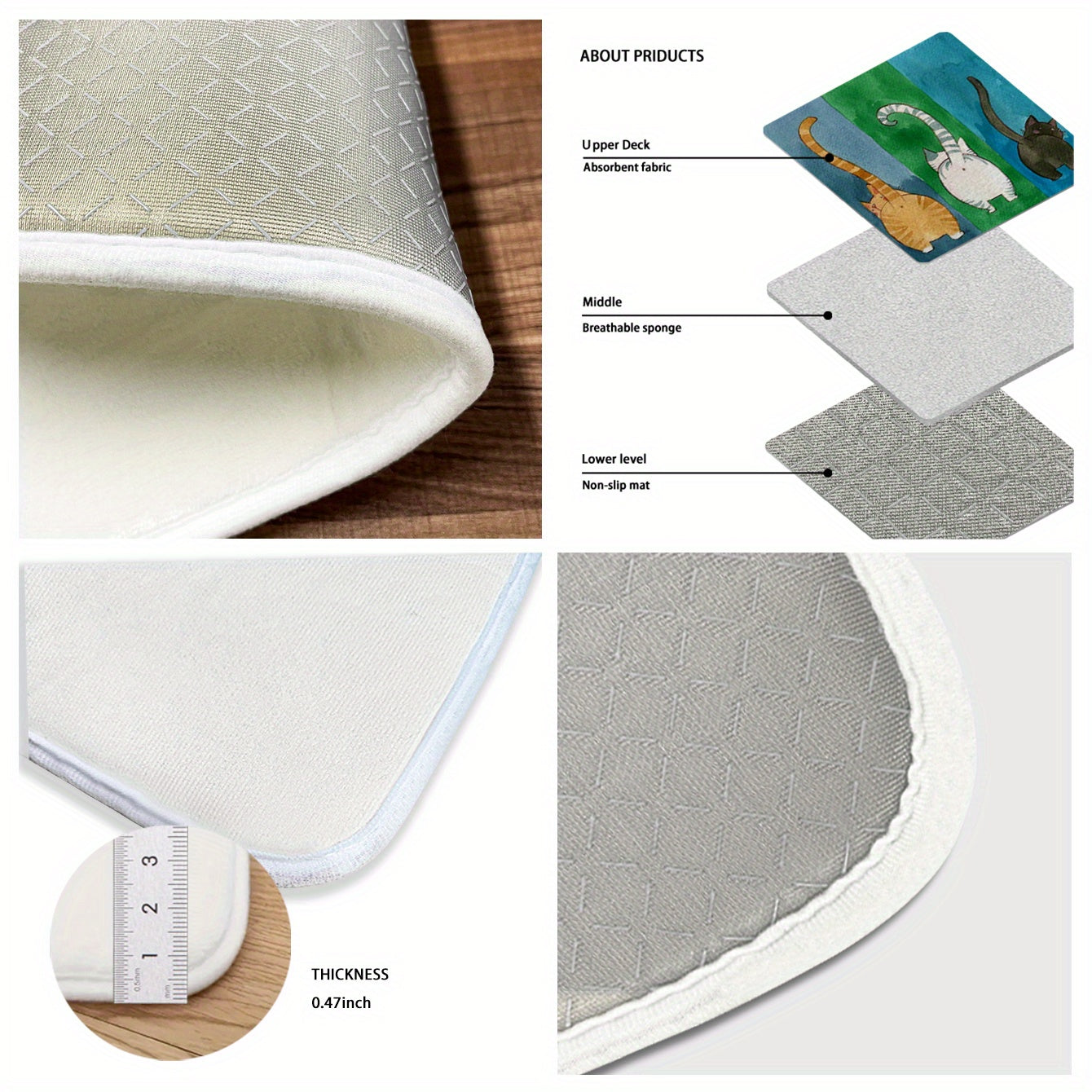 Cute Cat Butt Door Mat Non-Slip Dirt Resistant Indoor Outdoor Entrance Rug