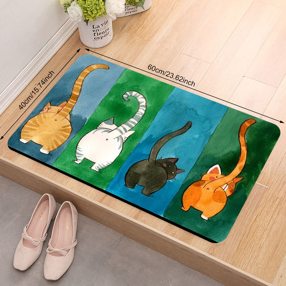 Cute Cat Butt Door Mat Non-Slip Dirt Resistant Indoor Outdoor Entrance Rug