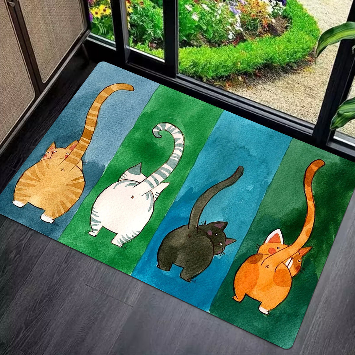 Cute Cat Butt Door Mat Non-Slip Dirt Resistant Indoor Outdoor Entrance Rug