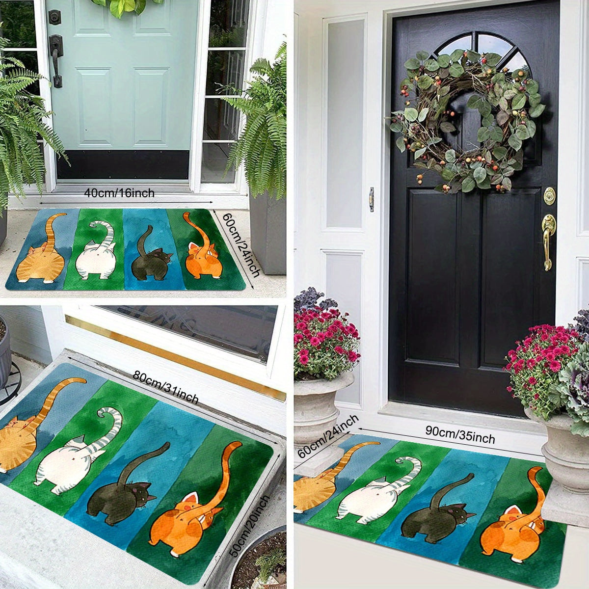 Cute Cat Butt Door Mat Non-Slip Dirt Resistant Indoor Outdoor Entrance Rug