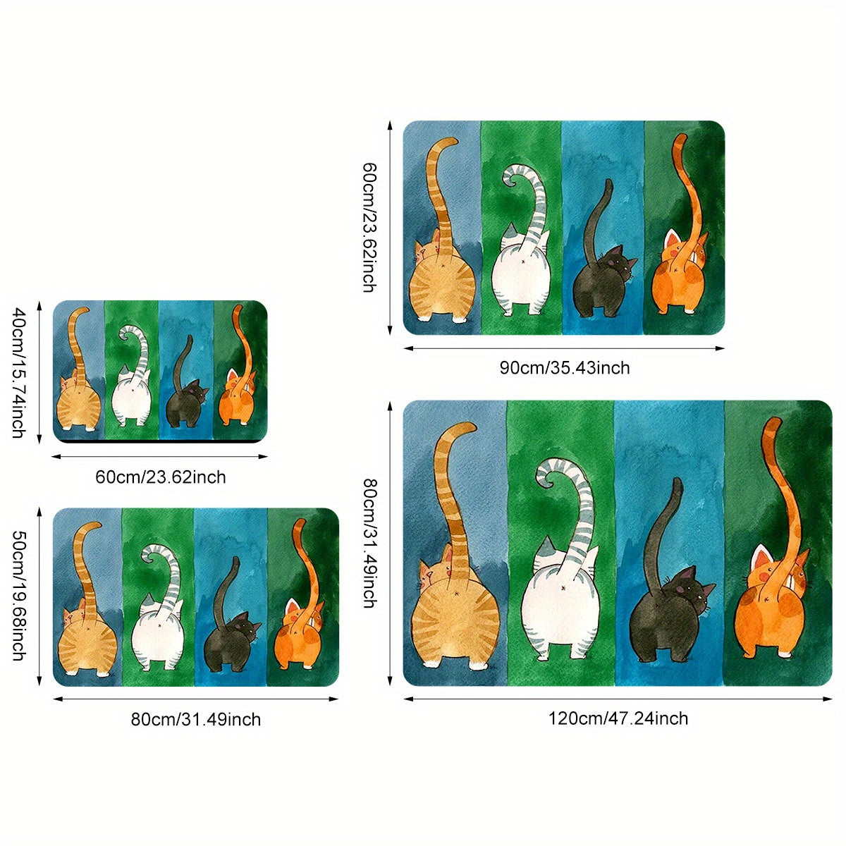 Cute Cat Butt Door Mat Non-Slip Dirt Resistant Indoor Outdoor Entrance Rug
