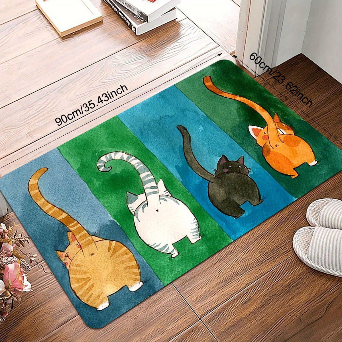 Cute Cat Butt Door Mat Non-Slip Dirt Resistant Indoor Outdoor Entrance Rug