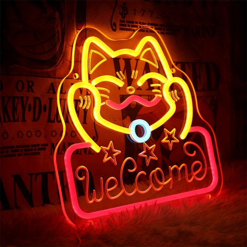 Personalized Cat Neon Sign Light with Transparent Base USB Decor for Room Parties