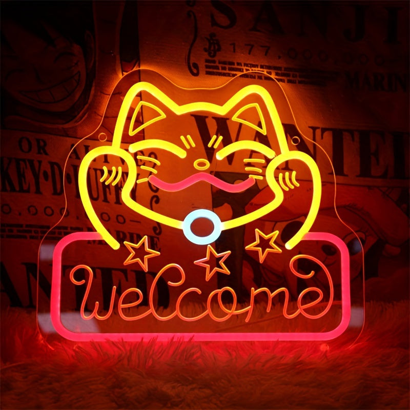 Personalized Cat Neon Sign Light with Transparent Base USB Decor for Room Parties