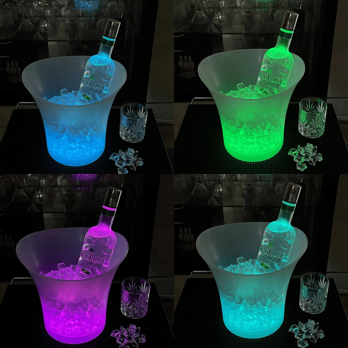 LED Ice Bucket with Color Changing Lights Battery Powered for Parties and Home Use
