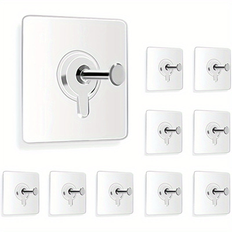 10-Pack Plastic Wall Hooks for Nail-Free and Drill-Free Hanging