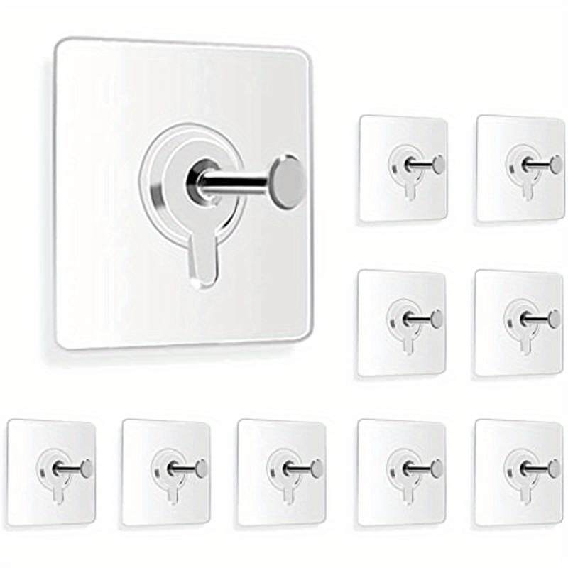 10-Pack Plastic Wall Hooks for Nail-Free and Drill-Free Hanging