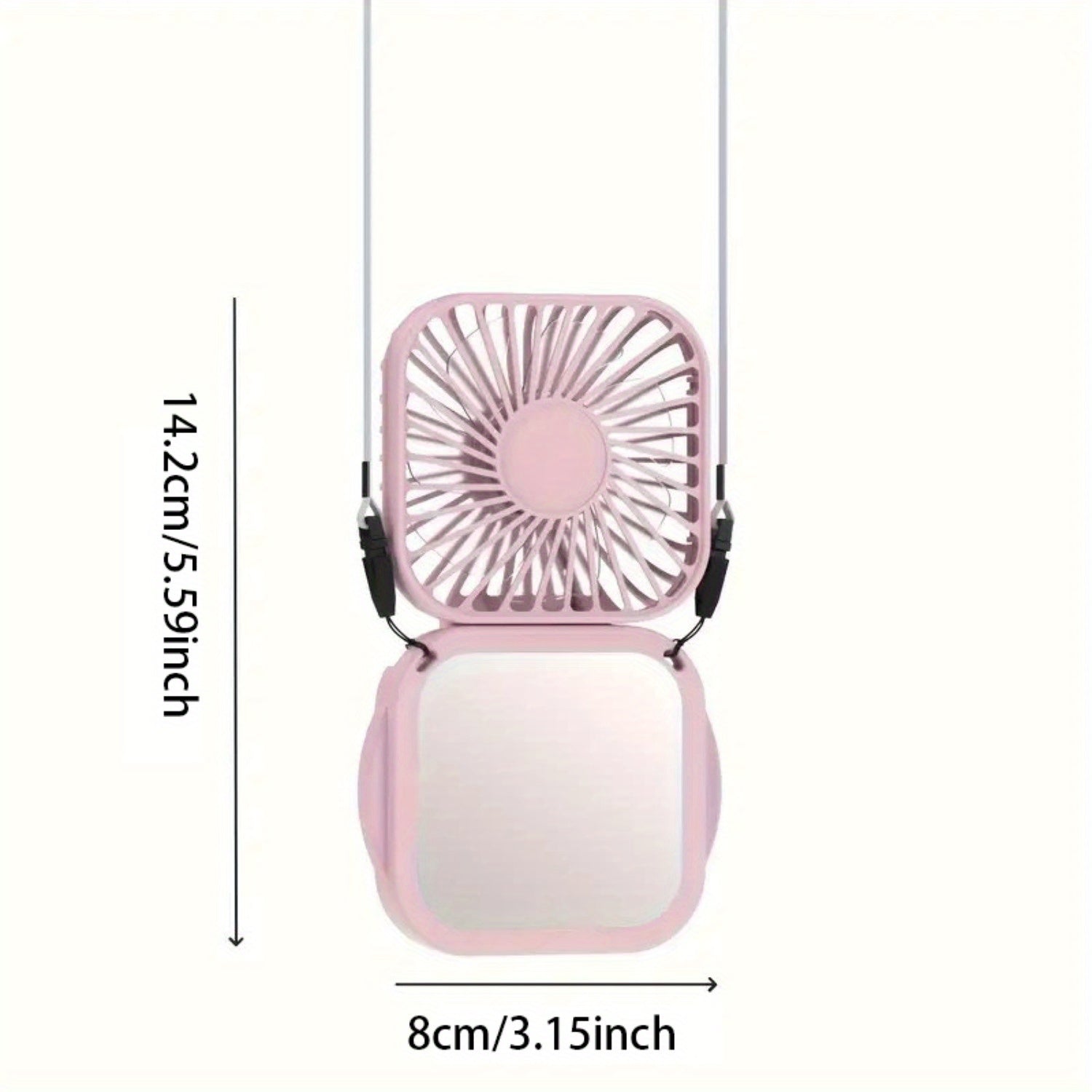 Mini Foldable Desktop Fan with Mirror, Handheld Portable Neck Fan, USB Rechargeable