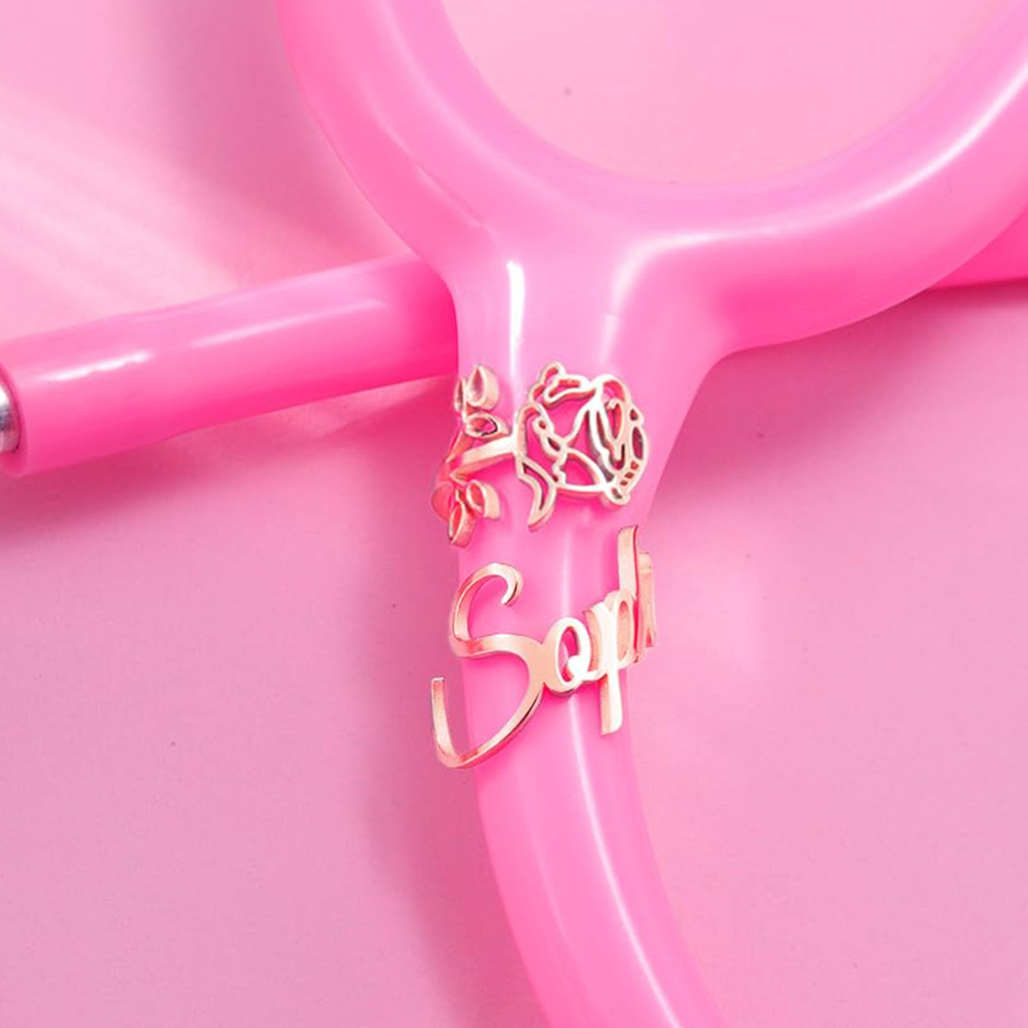 Personalized Engraved Stainless Steel Name Tag for Nurses and Doctors with Charms