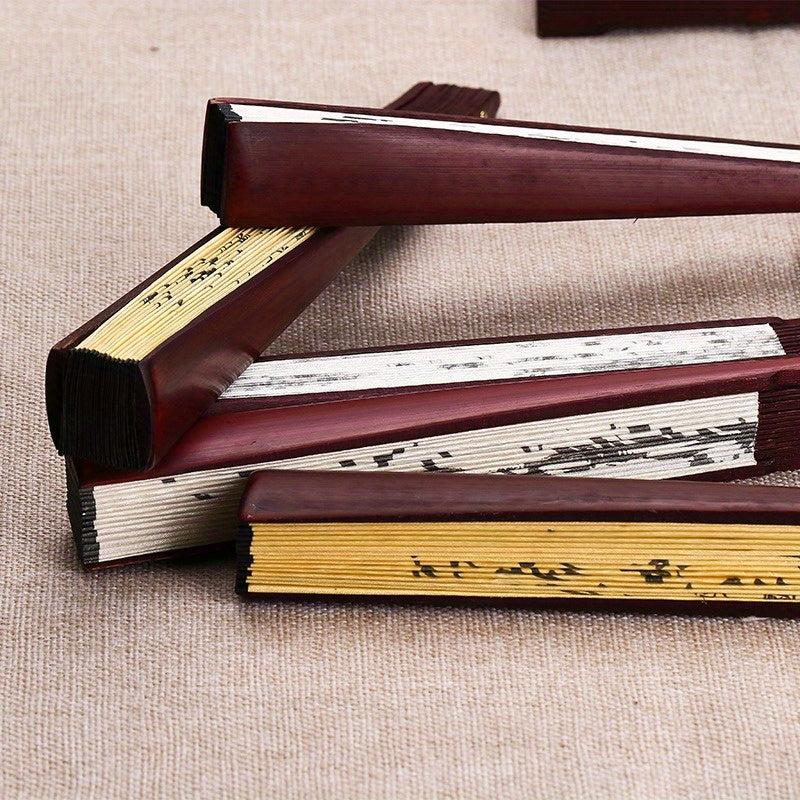 Vintage Chinese Folding Fan Handheld Traditional Cultural Decor Rustic Oriental Art for Home