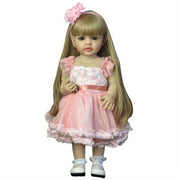 55cm Reborn Doll for Kids and Collectors Pink Girl Silicone Body with Blonde Wig