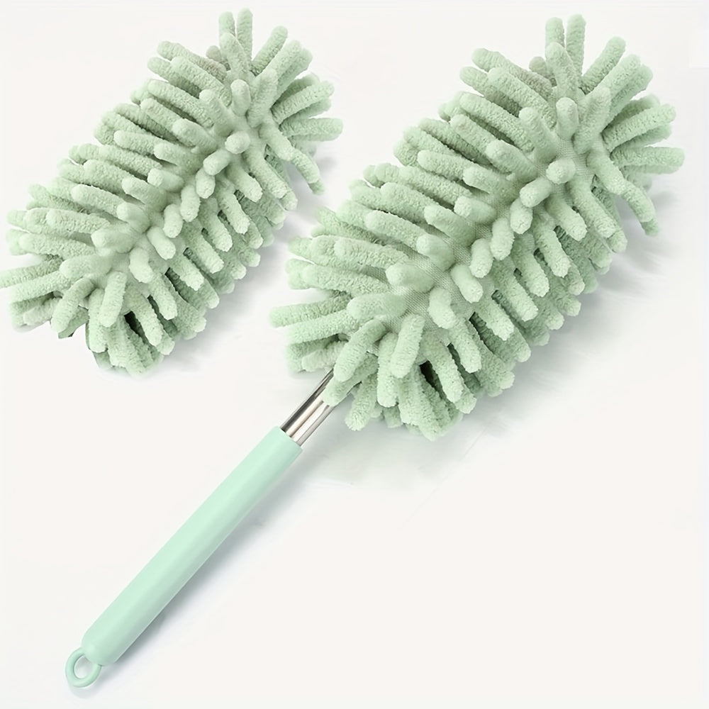 Мини-набор для очистки автомобиля с выдвижной ручкой, микрофибровыми сменными насадками