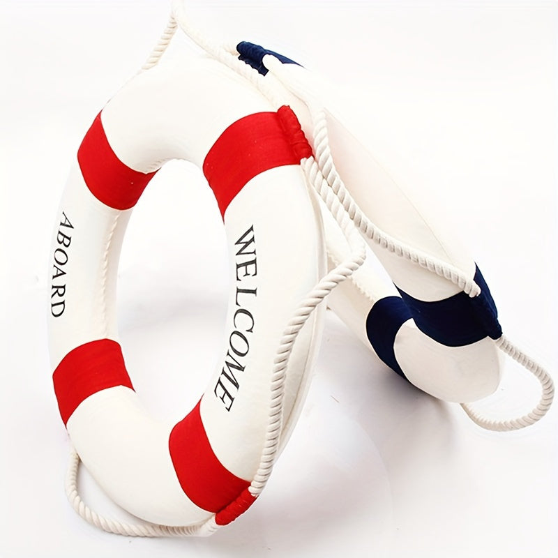 Nautical Style Red and Blue Life Buoy Statue Decorative Figurine 13.97cm for Room Decor