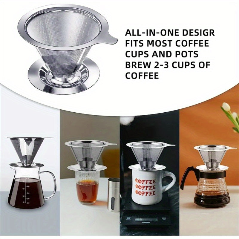 Reusable Stainless Steel Pour Over Coffee Dripper Single Cup Coffee Maker