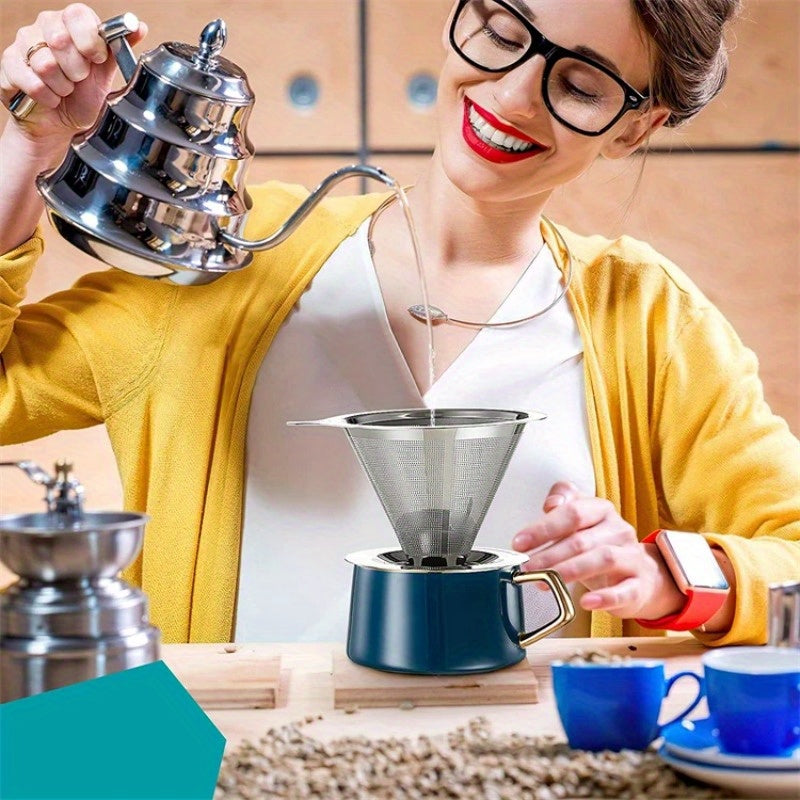 Reusable Stainless Steel Pour Over Coffee Dripper Single Cup Coffee Maker
