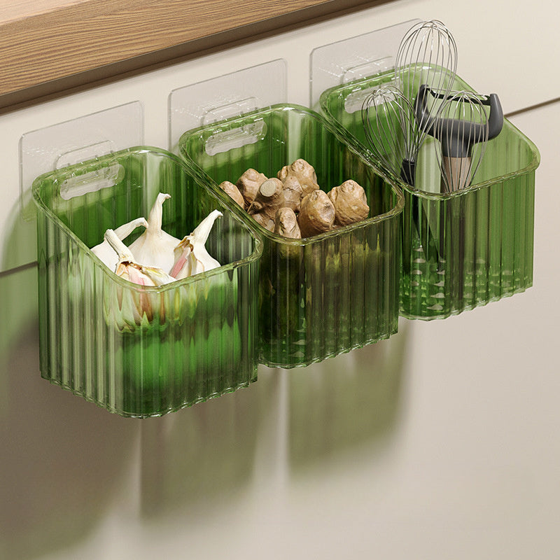 Botes de almacenamiento de pared para cocina, de plástico transparente, diseño abierto