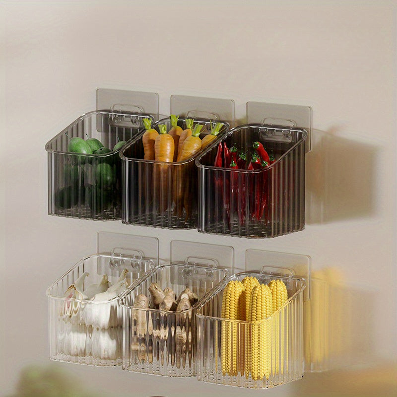 Botes de almacenamiento de pared para cocina, de plástico transparente, diseño abierto