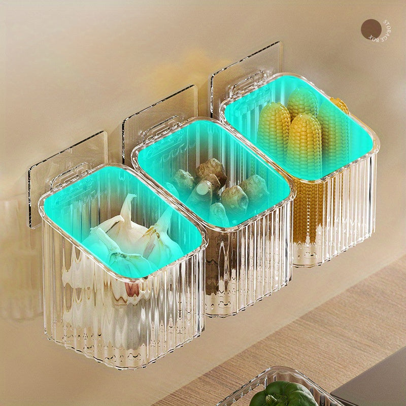 Botes de almacenamiento de pared para cocina, de plástico transparente, diseño abierto