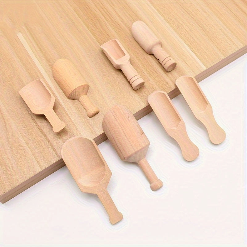 Set of 4 Wooden Spoons for Cooking, Tea, Salt, and Bathing