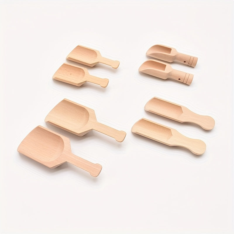 Set of 4 Wooden Spoons for Cooking, Tea, Salt, and Bathing