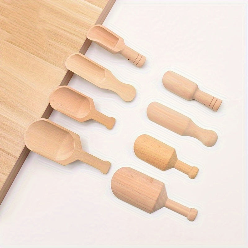Set of 4 Wooden Spoons for Cooking, Tea, Salt, and Bathing