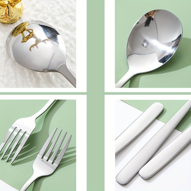 Naychali po'latdan yasalgan idish to'plami saqlash qutisi bilan - Sayohat uchun portativ, qayta ishlatiladigan vilkalar va qoshiq, oziq-ovqat bilan aloqa qilish uchun xavfsiz asboblar