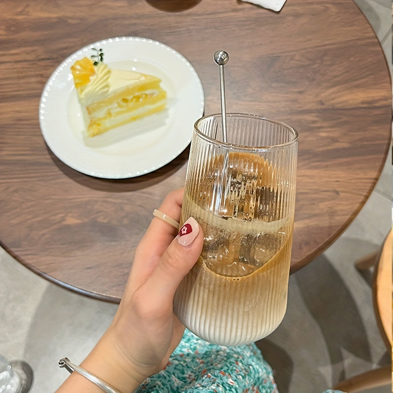 Vasos de vidrio con rayas verticales y resistencia al calor para bebidas calientes y frías