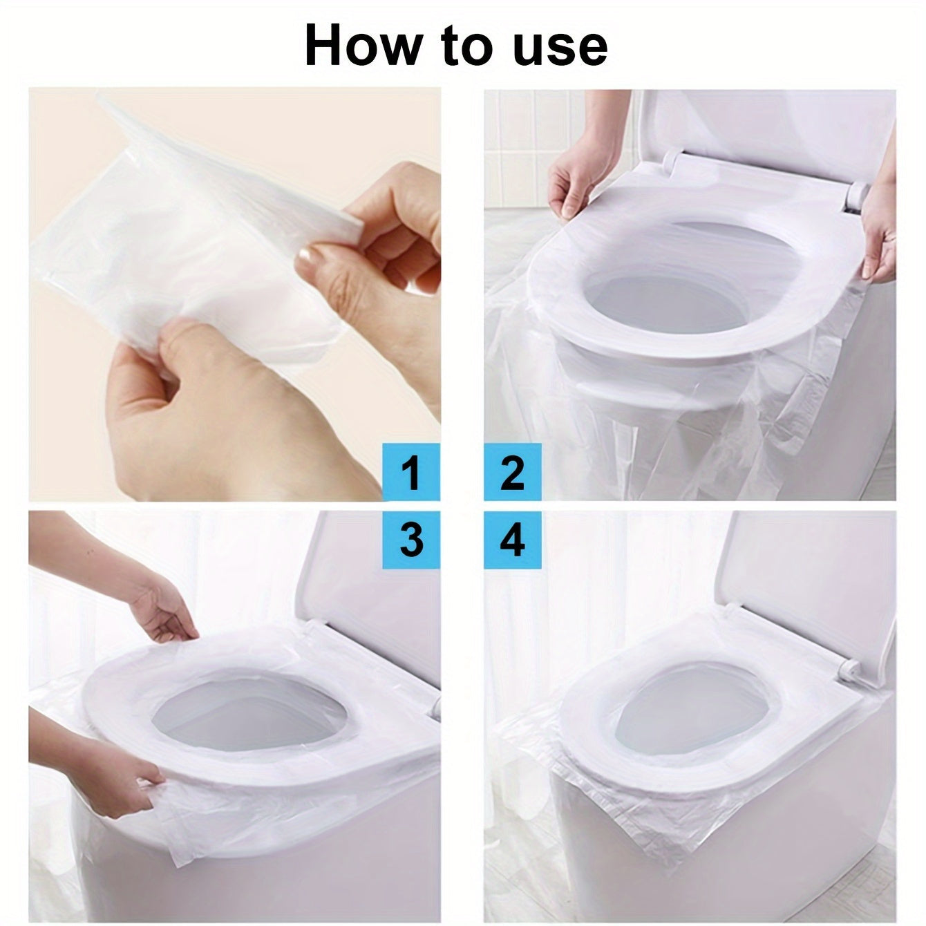 Disposable Toilet Seat Covers 50 Pack Waterproof Transparent Plastic Hygienic Cushioned Paper Alternative