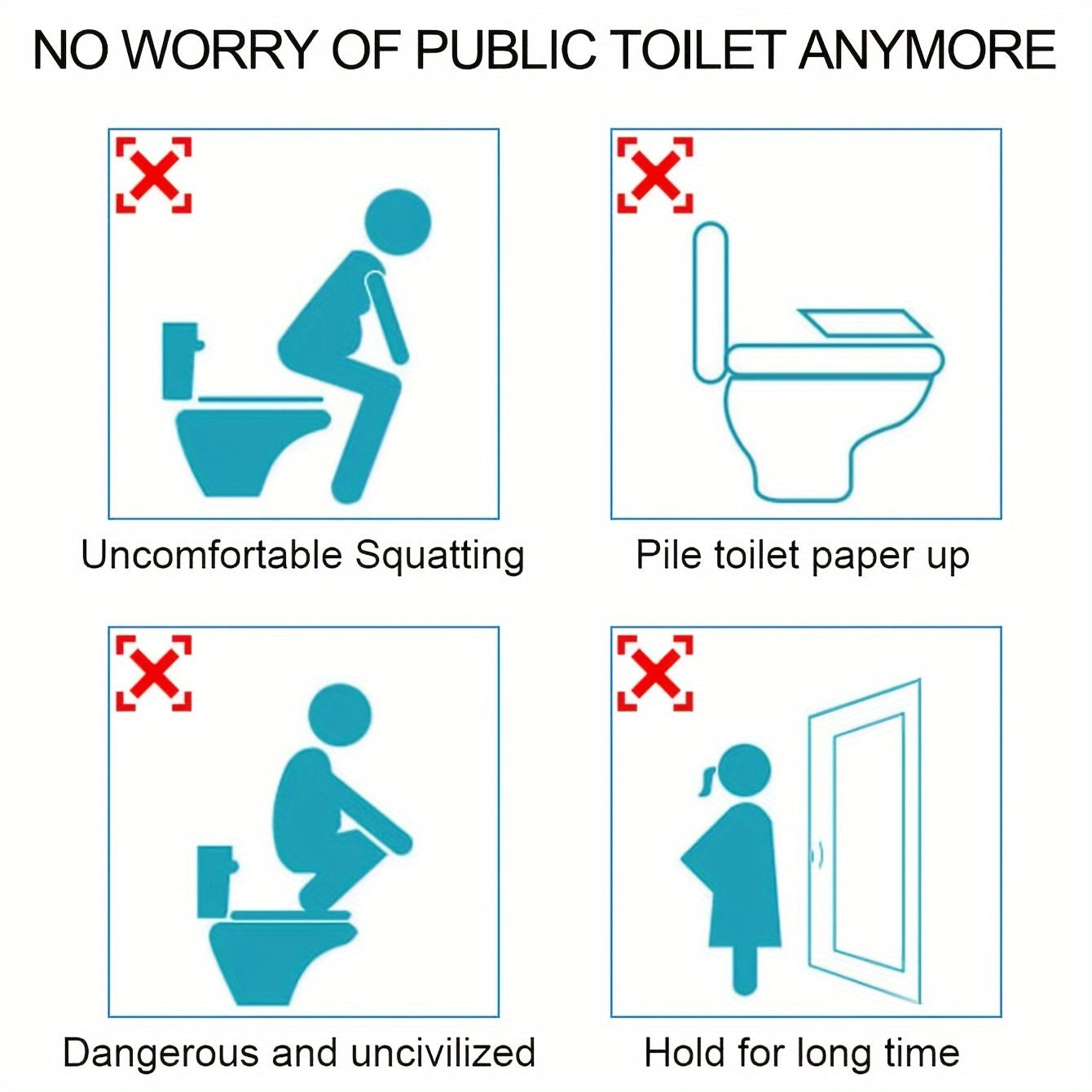 Disposable Toilet Seat Covers 50 Pack Waterproof Transparent Plastic Hygienic Cushioned Paper Alternative