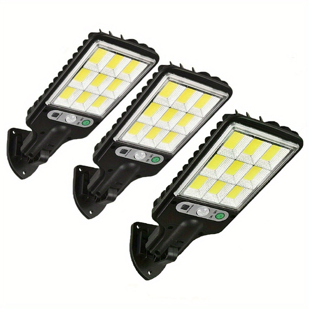 Solar Street Lights with Remote Control Motion Sensor 3 Pack Outdoor LED Security Lighting