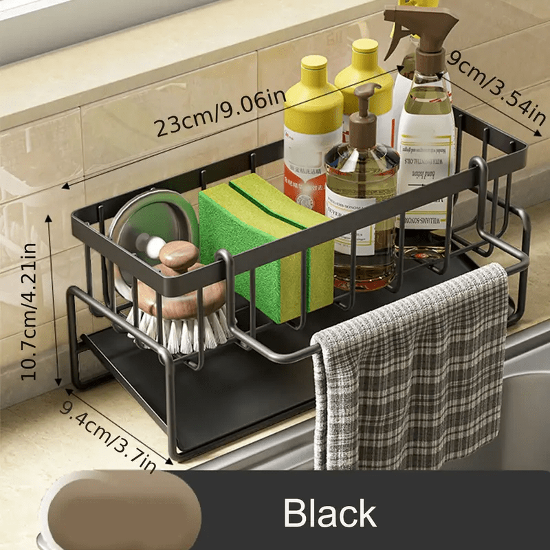 Sink Caddy with Drain Rack and Dishcloth Holder for Kitchen Counter