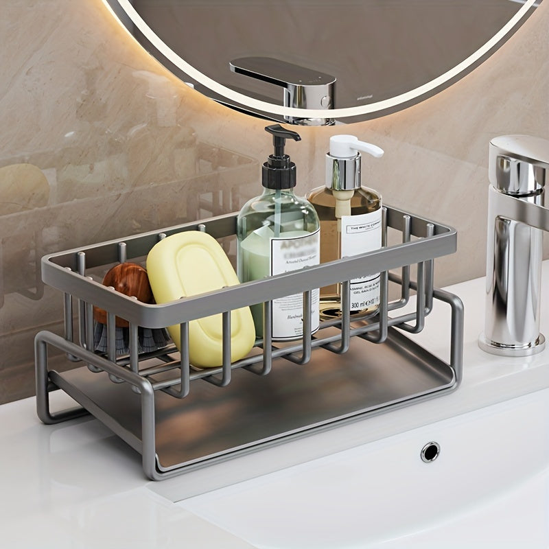 Sink Caddy with Drain Rack and Dishcloth Holder for Kitchen Counter