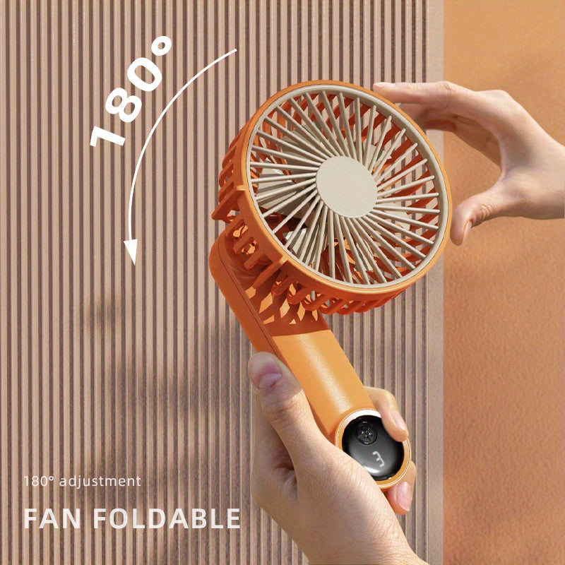 Small Handheld USB Fan with Adjustable Speeds Digital Display Long Battery