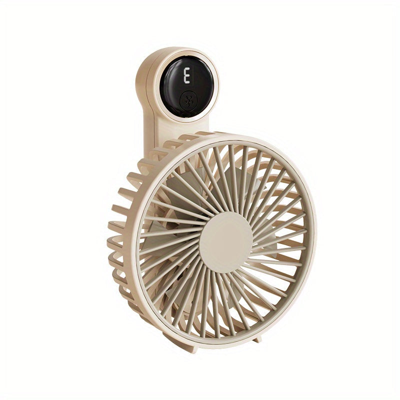 Small Handheld USB Fan with Adjustable Speeds Digital Display Long Battery