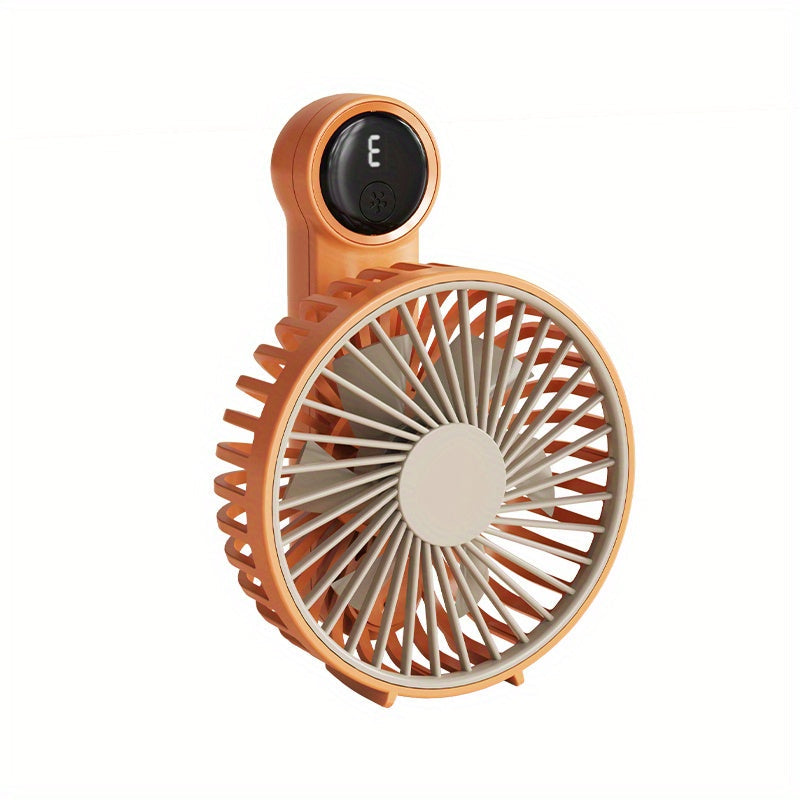 Small Handheld USB Fan with Adjustable Speeds Digital Display Long Battery